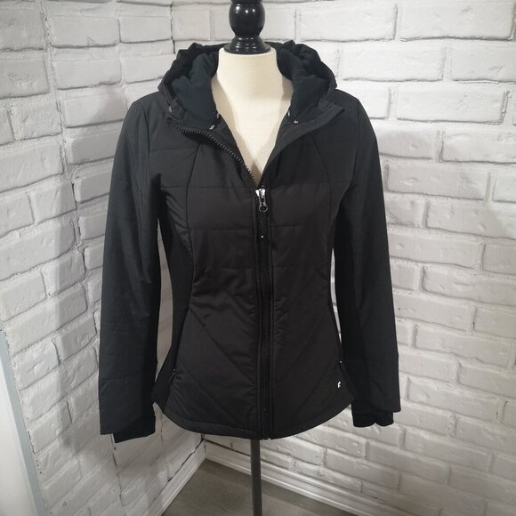 Hyba Ladies Size Medium Black Zipper Closure Hooded Casual / Athletic Jacket - Picture 1 of 11